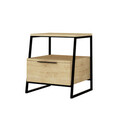 Noptiera, Decortie, Pal, 45x50x41 cm, PAL, Stejar / Negru