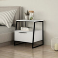 Noptiera, Decortie, Pal, 45x50x41 cm, PAL, Alb/Negru