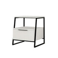 Noptiera, Decortie, Pal, 45x50x41 cm, PAL, Alb/Negru