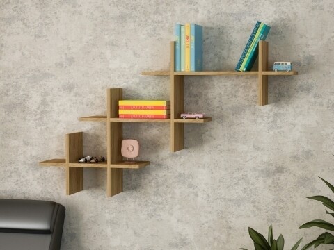 Raft pentru perete, Wooden Art, Valentino Walnut, 140x84x22 cm
