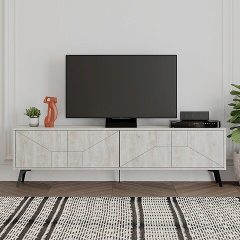 Comoda TV, Decortie, Dune, 180x50x29.6 cm, Alb