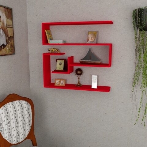Raft pentru perete, Wooden Art, Confier Red, 90x87x22 cm