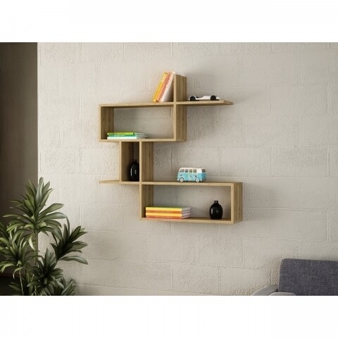 Raft pentru perete, Wooden Art, Montera Walnut, 100x107.2x22 cm