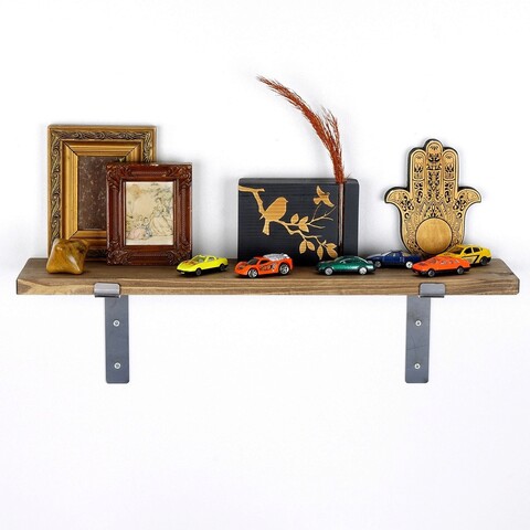 Raft de perete, Evila Originals, Lam002, 60x16x14 cm, Lemn, Nuc negru
