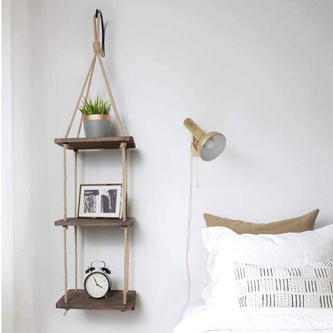 Raft de perete, Evila Originals, Gar013, 90x25x1 cm, Lemn, Maro
