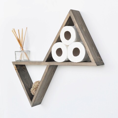 Raft de perete, Evila Originals, Aa004, 55x50x9 cm, Lemn, Maro