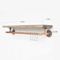 Raft de perete, Evila Originals, Cop001, 60x12x14 cm, Lemn, Nuc / Rose Gold