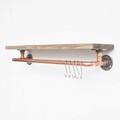 Raft de perete, Evila Originals, Cop001, 60x12x14 cm, Lemn, Nuc / Rose Gold