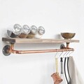 Raft de perete, Evila Originals, Cop001, 60x12x14 cm, Lemn, Nuc / Rose Gold