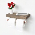 Raft de perete, Evila Originals, Cop018, 30x12x15 cm, Lemn, Aur roz / Nuc