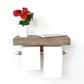 Raft de perete, Evila Originals, Cop018, 30x12x15 cm, Lemn, Aur roz / Nuc