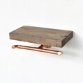 Raft de perete, Evila Originals, Cop018, 30x12x15 cm, Lemn, Aur roz / Nuc