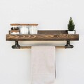 Raft de perete, Evila Originals, Boruraf182, 60x17x15 cm, Lemn, Negru