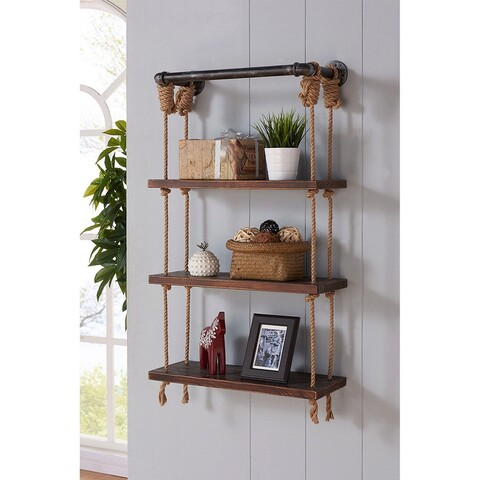 Raft de perete, Evila Originals, Gar005, 60x120x13 cm, Lemn, Nuc / Negru
