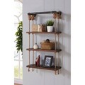 Raft de perete, Evila Originals, Gar005, 60x120x13 cm, Lemn, Nuc / Negru