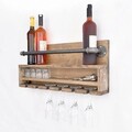 Raft de perete, Evila Originals, Boruraf216, 60x28x11 cm, Lemn, Nuc / Negru