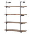 Raft de perete, Evila Originals, Boruraf106, 60x70x14 cm, Lemn, Nuc / Negru