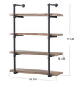 Raft de perete, Evila Originals, Boruraf106, 60x70x14 cm, Lemn, Nuc / Negru