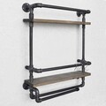 Raft de perete, Evila Originals, Boruraf104, 60x67x17 cm, Lemn, Nuc / Negru