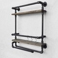 Raft de perete, Evila Originals, Boruraf104, 60x67x17 cm, Lemn, Nuc / Negru