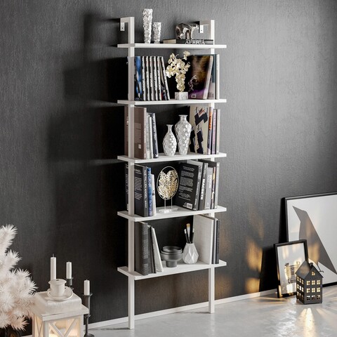 Corp biblioteca, Hadley, Piante, 60x174x22 cm, PAL, Alb