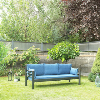 215x86x80 cm, Negru;Albastru inchis