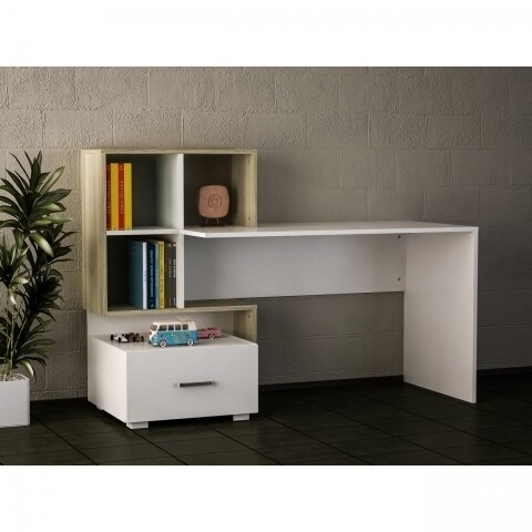 Birou Wooden Art, Bloom White Cordoba, 152.7x105.6x60 cm
