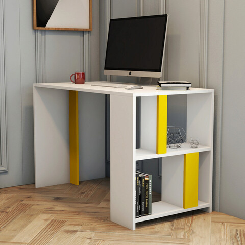 Birou, Hommy Craft, Lima, 120x75 cm, PAL, Alb / Galben