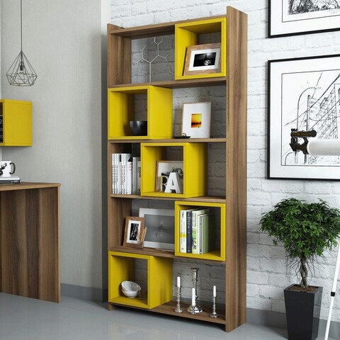 Corp biblioteca, Hommy Craft, Box, 80x170x22 cm, PAL, Nuc / Galben