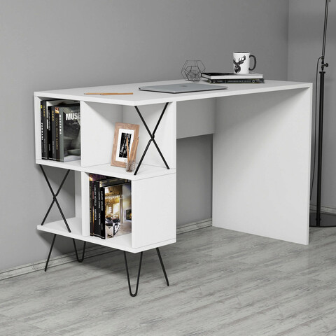 Birou, Hommy Craft, Extra, 120x78 cm, PAL, Alb/Negru