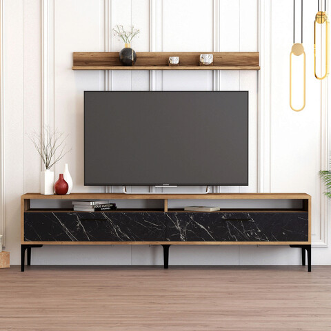 Comoda TV, Hommy Craft, Istanbul, 180x47x35 cm, PAL, Nuc / Negru