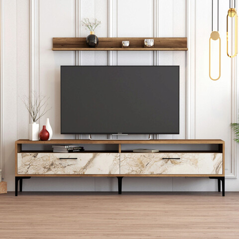 Comoda TV, Hommy Craft, Istanbul, 180x47x35 cm, PAL, Nuc/Alb