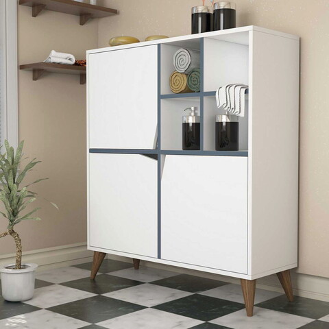 Dulap multifunctional, Hommy Craft, Pulse, 100x115x30 cm, PAL, Alb/Albastru