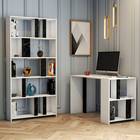 Set birou si biblioteca, Hommy Craft, Lima, PAL, Alb/Negru