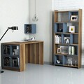 Set birou si biblioteca, Hommy Craft, Box, 120x75x65 cm, PAL, Nuc / Calcedonie
