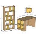 Set birou si biblioteca, Hommy Craft, Box, 120x75x65 cm, PAL, Nuc / Calcedonie