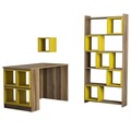 Set birou si biblioteca, Hommy Craft, Box, 120x75x65 cm, PAL, Nuc / Galben