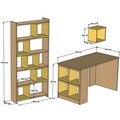 Set birou si biblioteca, Hommy Craft, Box, 120x75x65 cm, PAL, Alb / Galben