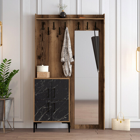 Cuier de perete, Hommy Craft, Berlin BC, 120x200x35 cm, PAL, Nuc / Negru