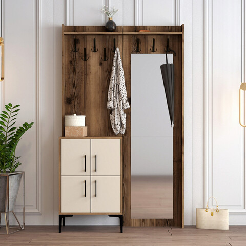 Cuier de perete, Hommy Craft, Berlin BC, 120x200x35 cm, PAL, Maro/Crem