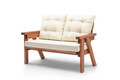 Canapea de gradina cu 2 locuri, Hudson, Abant, 131x88x80 cm, Lemn, Crema/Nuca