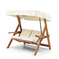 Balansoar de gradina 2 locuri, Hudson, Galata Swing S2, 160x195x120 cm, Lemn, Crem