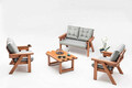 Set mobilier de gradina, Hudson, Abant (2+1+1), Lemn, Gri/Nuc
