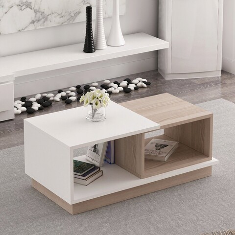 Masuta de cafea, Inarch, Viyana, 90x36x45 cm, PAL, Alb / Stejar