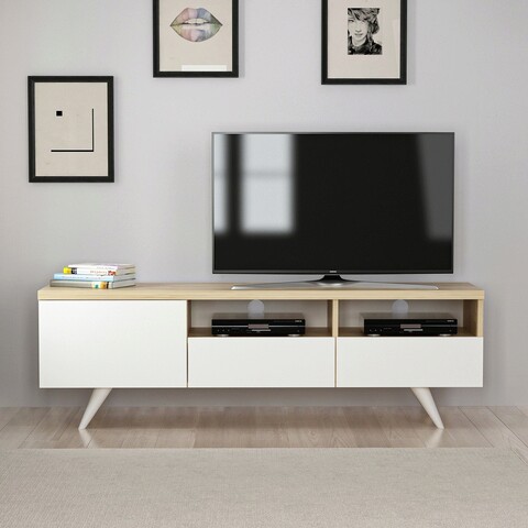 Comoda TV, Inarch, Brüksel, 150x46x35 cm, PAL, Stejar / Alb