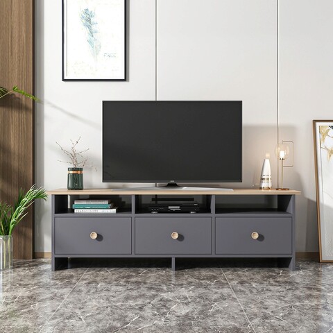 Comoda TV, Inarch, Oslo, 150x47x36 cm, PAL, Antracit / Stejar