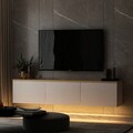 Comoda TV, Inarch, Neon, 160x35x32 cm, PAL, Alb / Stejar