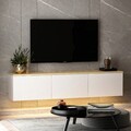 Comoda TV, Inarch, Neon, 160x35x32 cm, PAL, Alb / Stejar