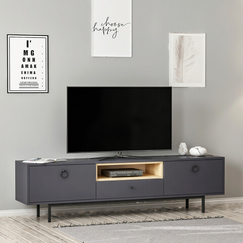 Comoda TV, Inarch, Naturel, 180x48x35 cm, PAL, Antracit