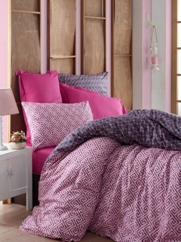 Lenjerie de pat pentru o persoana, 3 piese, 100% bumbac ranforce, Cotton Box, Gusto